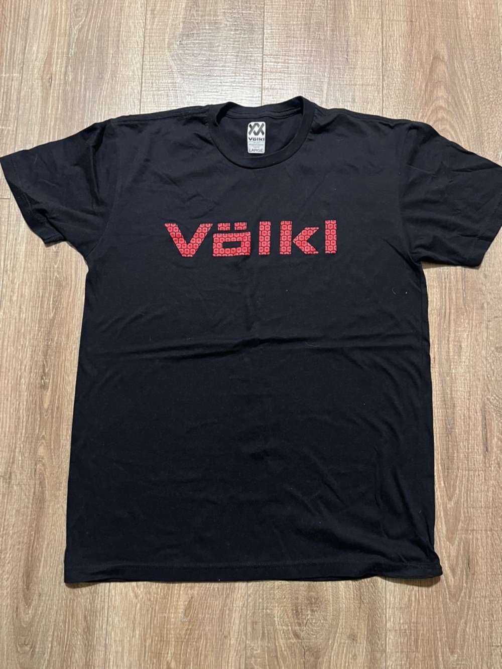 Völkl Men's Black Short-Sleeve Tee with Red Logo Print Size L
